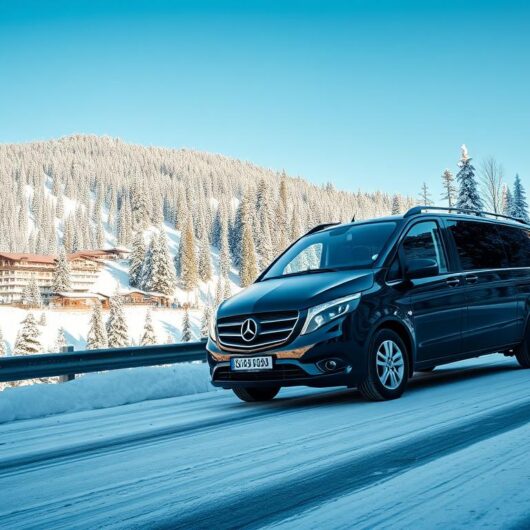 Bursa Uludağ transfer için lüks Mercedes Vito aracı karlı yolda
