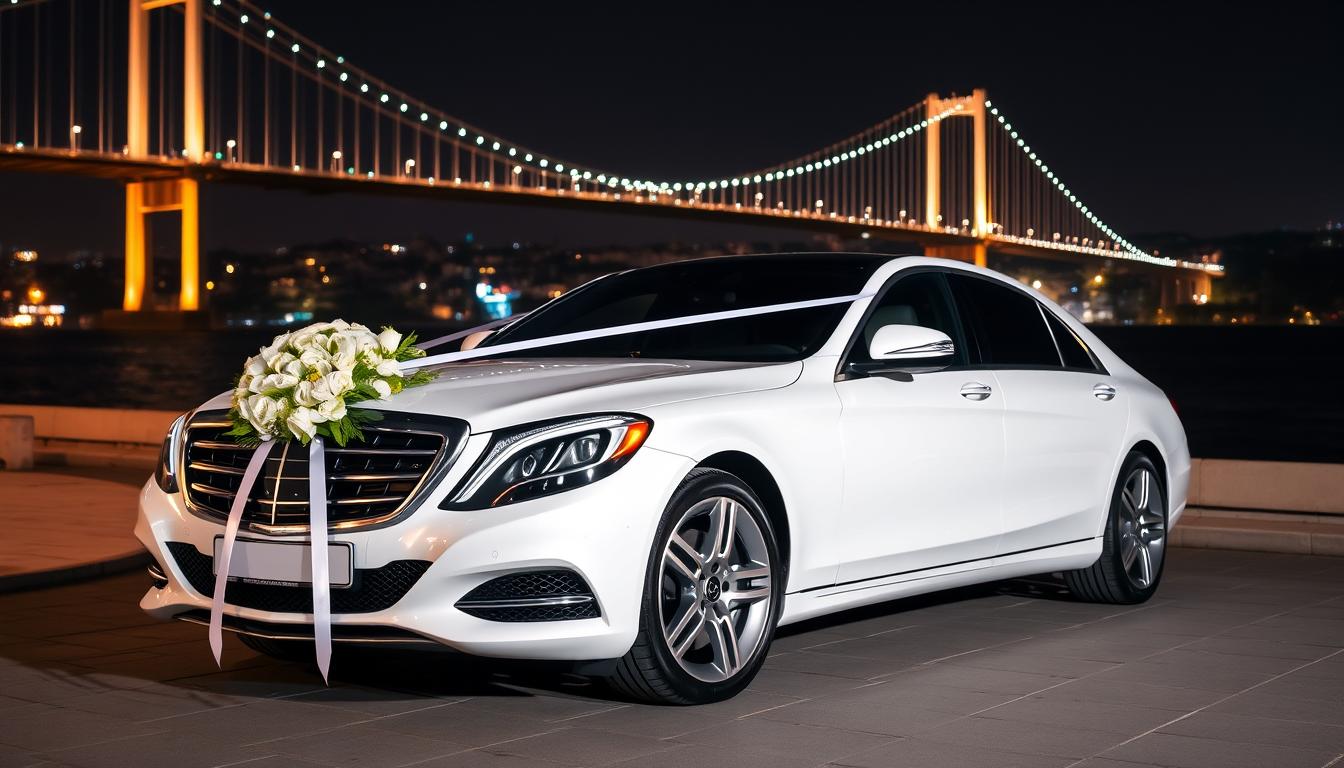 İstanbul'da VIP gelin arabası kiralama hizmeti sunan lüks bir Mercedes