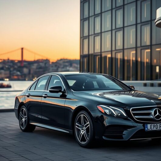 Siyah Mercedes E250 lüks araç kiralama hizmeti İstanbul