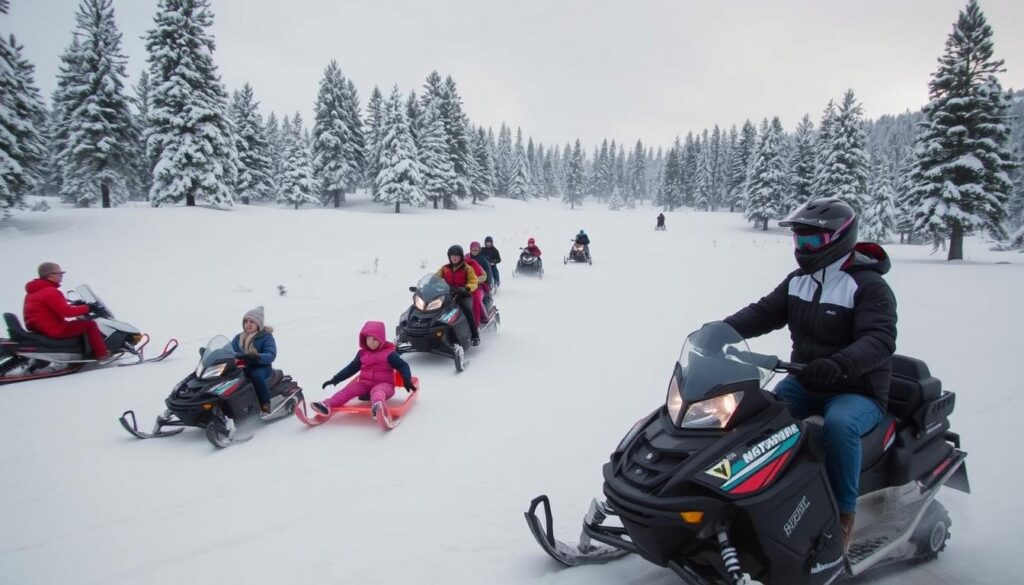 Uludağ'da kar motoru ve kızak aktiviteleri