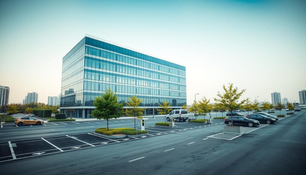 merkez ofis ve otopark alanı